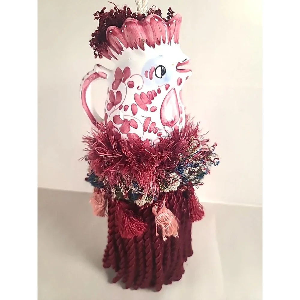Handcrafted Ceramic Rooster Tassel Curtain Tie Back Corinne H. Fuller #325